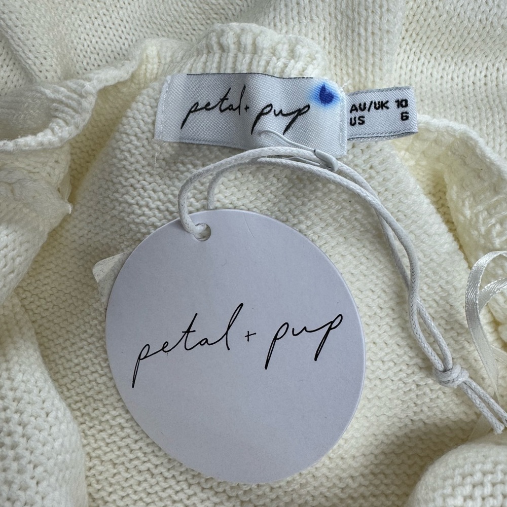 NWT PETAL & PUP Adele Midi Dress White Beige 6 - Picture 11 of 12